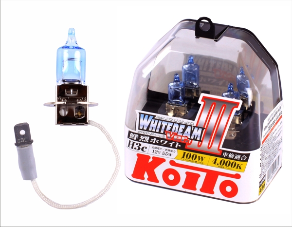 Лампа галогенная H3 12V 55W (100W) Koito Whitebeam пластиковая упаковка - 2 шт.