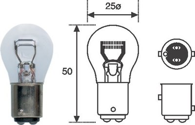 Лампа накаливания (p21/5w) 12v bay15d стоп/габарит двухнитевая\